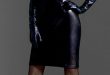 tight sleevless dress  with long gloves and propper dark hosiery