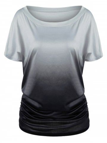 Ombre Shirred Side Plus Size Long T-Shirt | Clothing | Pinterest