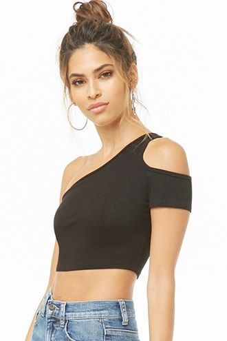 Ribbed One-Shoulder Crop Top | Products | Pinterest | Tops, Crop
