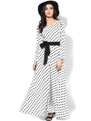 Netanya White Polka Dots Maxi Dress | Skt1082 | Cilory.com