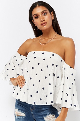 Polka Dot Off-the-Shoulder Top in 2018 | Products | Pinterest | Tops