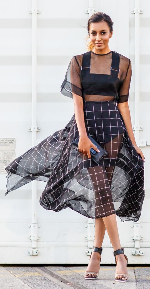 Check Sheer Skirt Outfit Idea: | SPRING 2015 | Pinterest | Spring