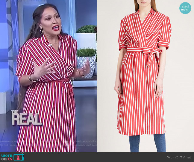 WornOnTV: Adrienne's red striped wrap shirtdress on The Real