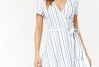 Striped Surplice Wrap Dress | Products | Dresses, Wrap Dress, Fashion
