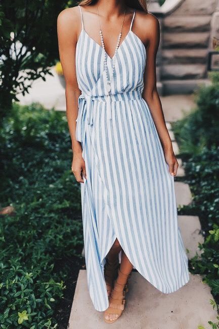 summer stripes and wrap dresses will never go out of style. you