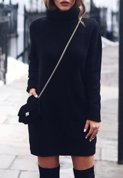 turtleneck dress + over the knee boots | my style | Fashion, Dresses