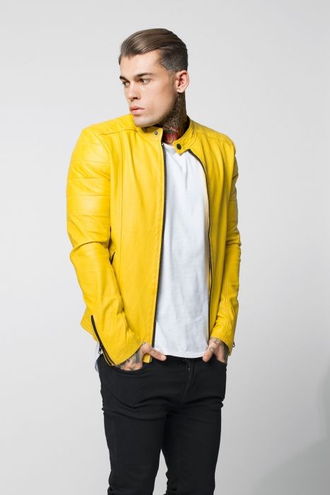 Leather jacket ERROL in yellow for men-1 | Men's fashion | Men's