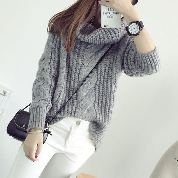 Korea Ladies Winter Sweaters and Pullovers Turtleneck Oversized