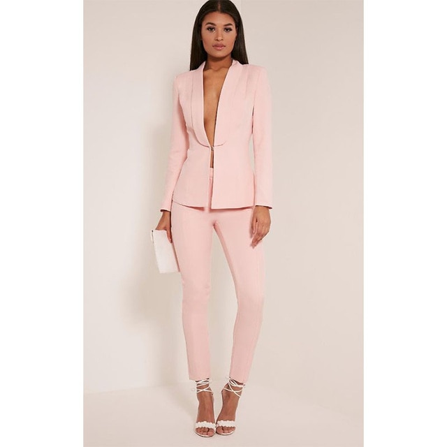 New Light Pink fashion womens business suits ladies elegant formal