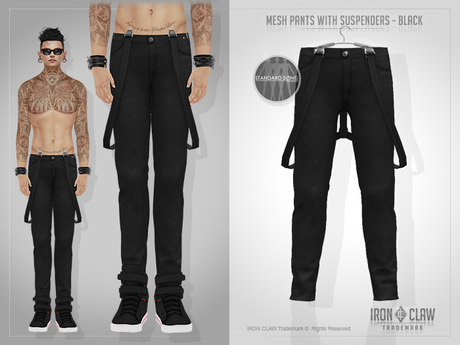 Second Life Marketplace - [IC] Mesh Pants w. Suspenders (Black) Men