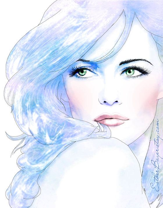 Pretty in Pastels- Watercolor Ink Fashion Illustration Print Poster