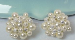 Cream Pearl Cluster Earrings Bridal Stud Earrings | Etsy