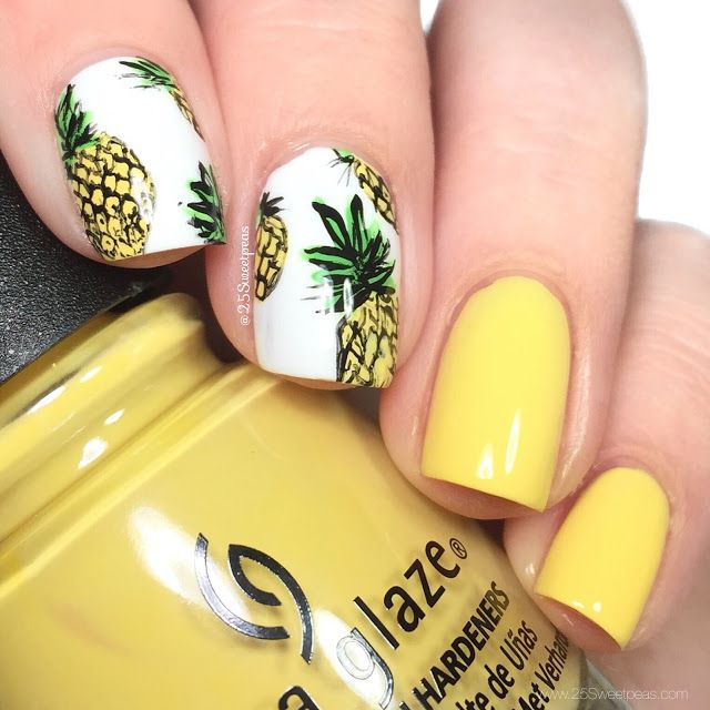 Freehanded Stamped Pineapple Nail Art & Tutorial | Nails | Uña
