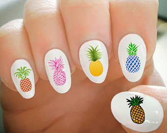 Pineapple nail decal | Etsy