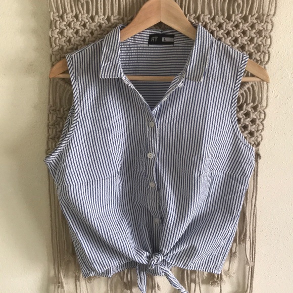 Mr. Price Tops | Pin Striped Crop Top With Front Tie | Poshmark