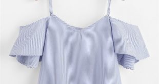 Feitong Off Shoulder Blouse Crop Tops for Women Summer Pin Striped