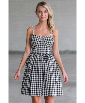 Black and White Gingham Plaid Dress, Cute Summer Dress Online Lily
