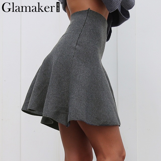 Glamaker Draped knitted short skirts women Autumn pleated mini skirt
