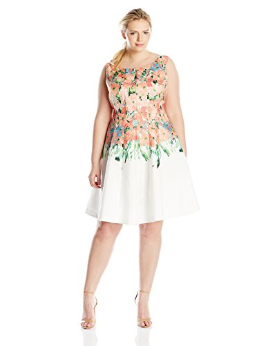 Julian Taylor Women's Plus-Size Floral Print Fit and Flare Dress