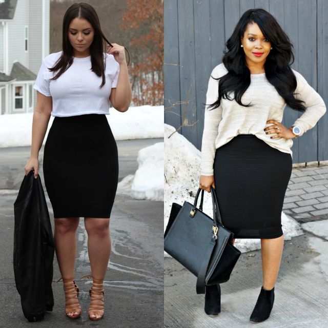 55 Amazing Outfits With Black Pencil Skirts | Plus Size Outfit Ideas