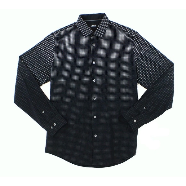 Shop Alfani NEW Men's Black Small S Ombre Polka-Dot Print Button