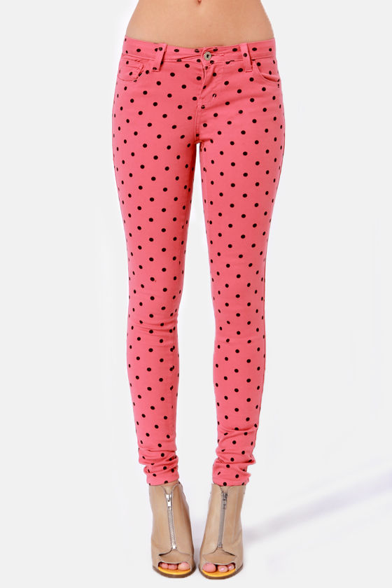Cute Polka Dot Pants - Skinny Pants - Print Pants - Rose Pink Pants