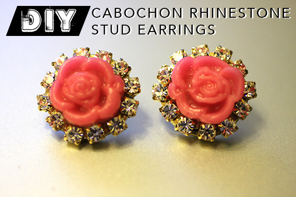 DIY Prada-Inspired Rose Cabochon Rhinestone Stud Earrings - Chic