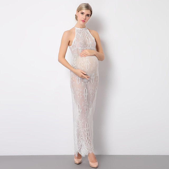 Hamile giyimin 2018 new white lace sexy maternity dress for photo