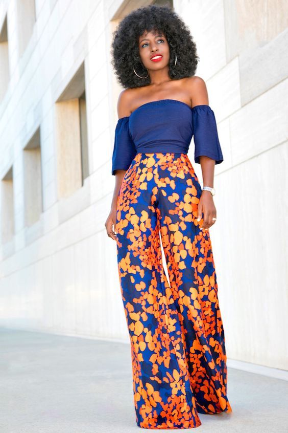 Style Pantry | Short Off-the-shoulder Top Floral Print Wide Leg