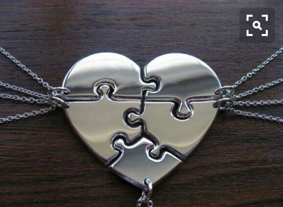 5 PUZZLE PIECES HEART NECKLACES on The Hunt