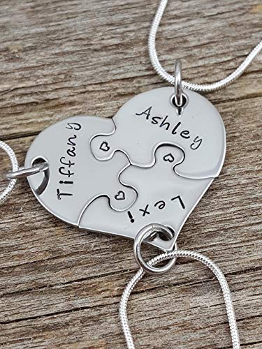 Amazon.com: Best Friends Necklace set, 3 piece heart puzzle necklace