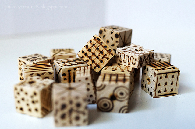 Picture Of diy pyrography wooden cube bracelet 5