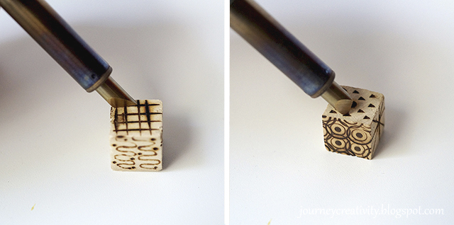 Picture Of diy pyrography wooden cube bracelet 3