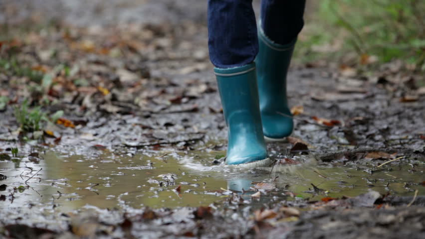 Rain Boots Walking in Mud Stock Footage Video (100% Royalty-free