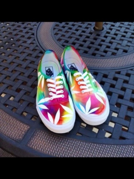 shoes, rainbow, tie dye vans, marijuana, tie dye, vans, weed, low