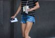 Picture Of Olivia Palermo Rocks Raw Hem Jean Shorts With A Striped