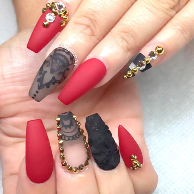 Red Acrylic Nails Designs: The Best Images, Creative Ideas