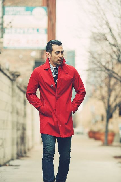 22 Eye-Catching Red Coat Outfit Ideas For Men - Styleoholic