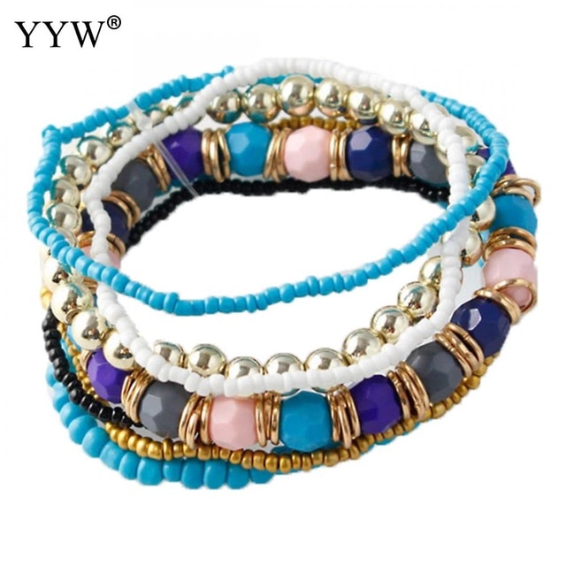 Bohemian Multilayer Glass Seed Beads Bracelet Crystal Beads Resin
