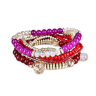 Amazon.com: Bohemian Multilayer Colorful Beaded Bracelet Rhinestone