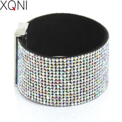 2019 XQNI Brand Classic Crystal Female Leather Bracelet Bangles 19CM