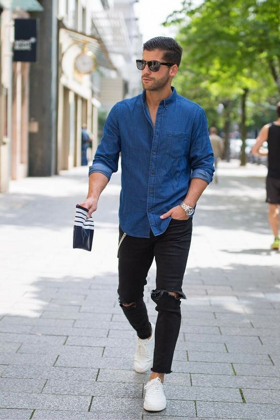 Ripped Jeans Spring Outfits For Men