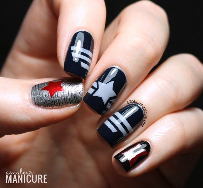 Captain America: The Winter Soldier Nail Art | Cool Stuff & Geekery