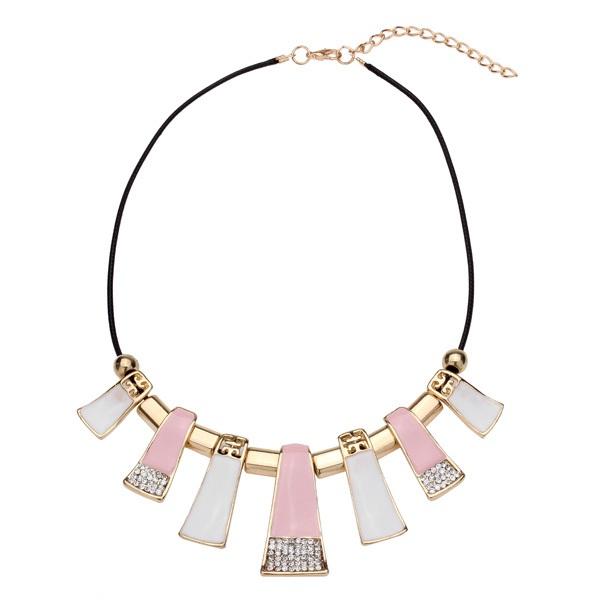 crystal leather rope irregular geometric pendant statement necklace