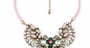 Fashion Pink Rope Crystal Rhinestone Bib Statement Necklace
