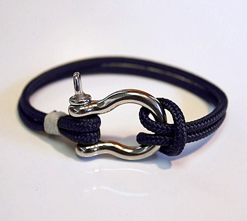 Portland: Navy Nautical Rope Bracelet with Shackle - Maggie & Milly
