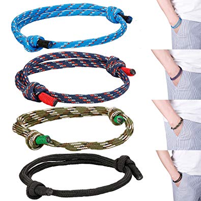 Amazon.com: LOLIAS 4 Pcs Mens Rope Bracelets for Men Braided Cord