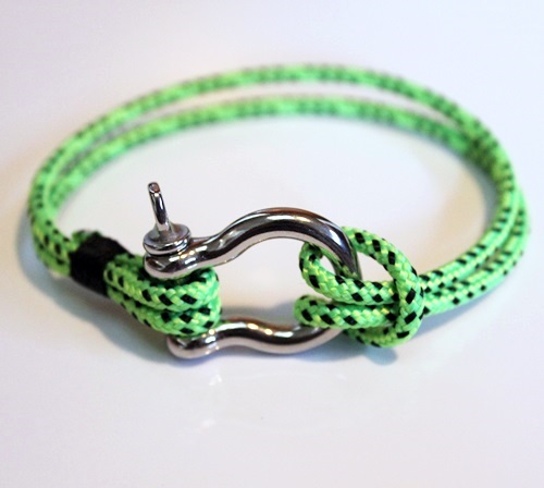 Key West: Lime Nautical Rope Bracelet with Shackle - Maggie & Milly
