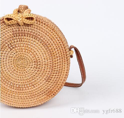 2019 New Round Straw Bags Women Summer Rattan Bag Handmade Woven
