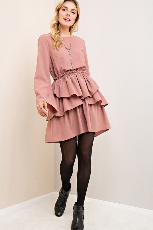 Dusty Rose Ruffle Dress u2014 PINKY PROMISE BOUTIQUE | Work Outfits